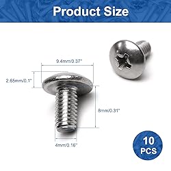 MroMax 10Pcs M4 x 8mm Truss Head Phillips Machine