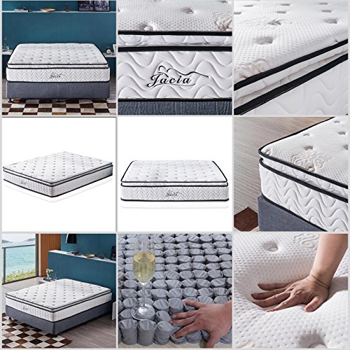 Jacia House Queen Mattress 11.4 Inch Pillow Top Pocket Spring Hybrid