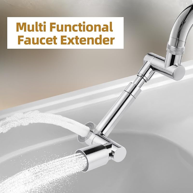 Rubinetto girevole a 1440 gradi, rubinetto di prolunga per rubinetto multifunzionale, con 2 adattatori regolabili, prolunga per rubinetto per bagno e cucina — foto 2 di 7