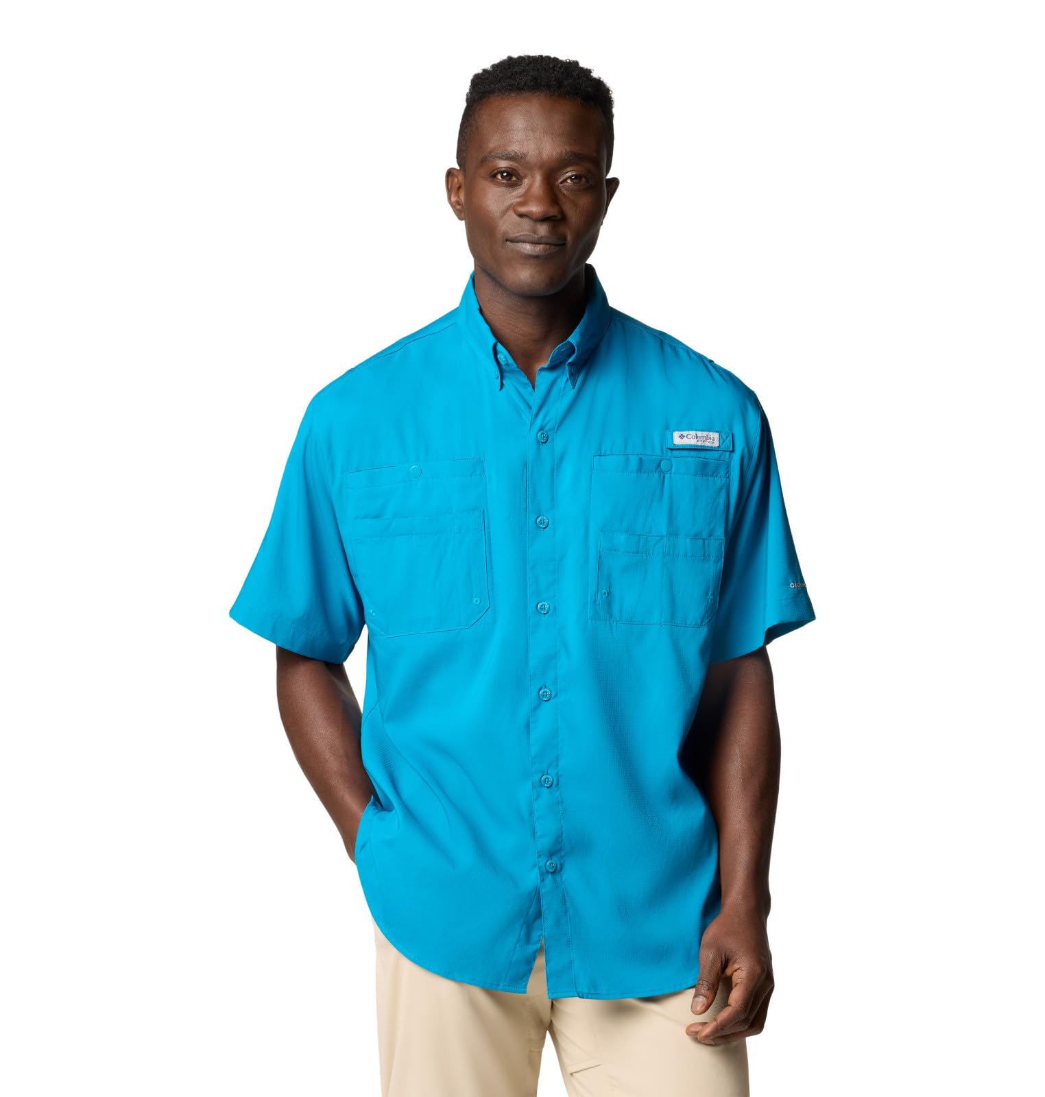 Columbia Mens PFG Tamiami II Short Sleeve Fishing Shirt, Blue Echo, X-Large Tall Image