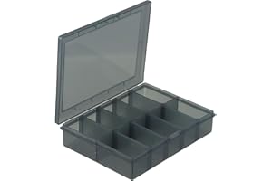 Adjustable Grid Plastic Storage Box for Tool Parts Screws Drill Bits and Electronic Components with Slideable Dividers (A)