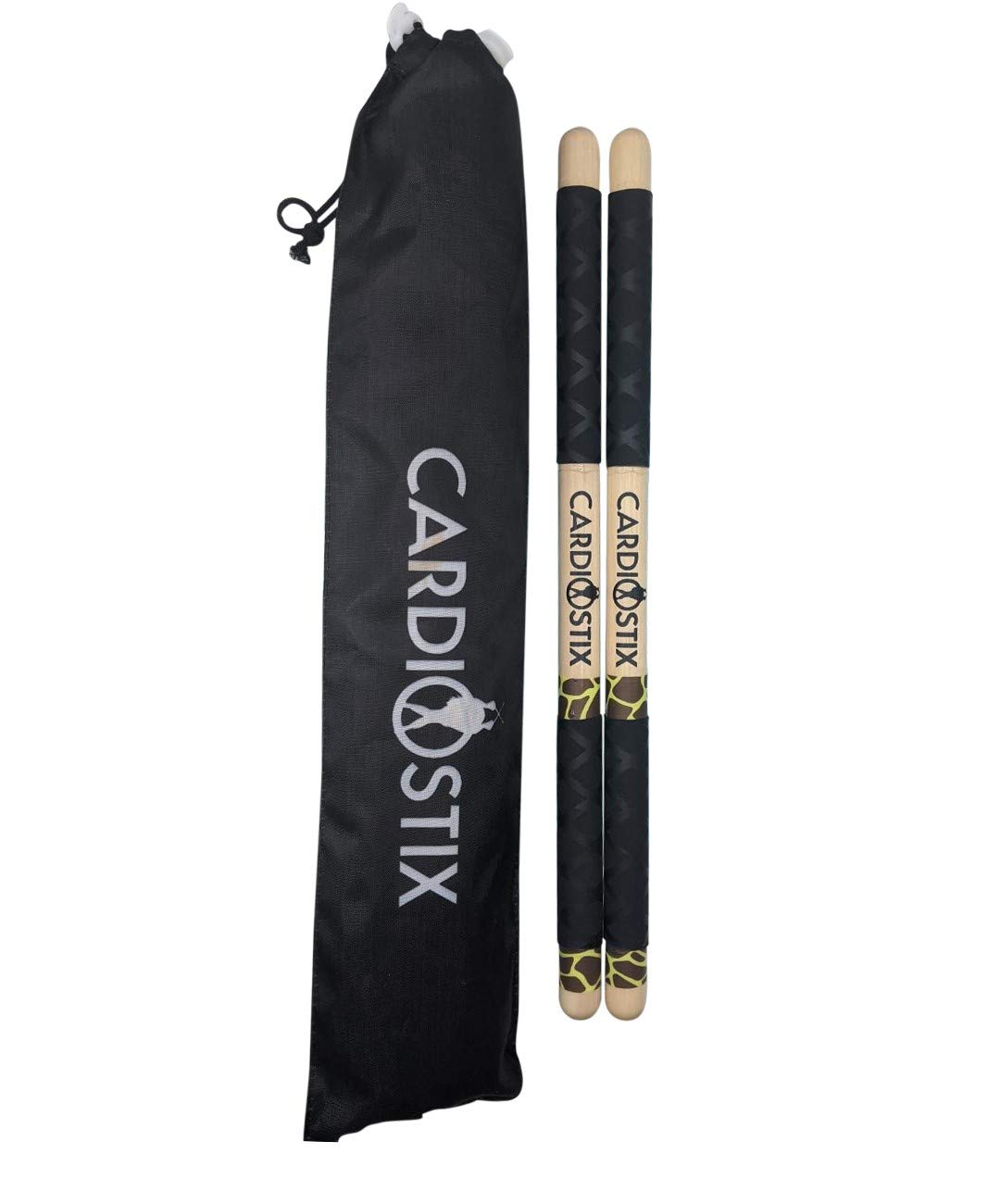 CardioStix 8.5oz Bundle Highest-Weighted Double Grip(1 PAIR) Premium American Hickory Wood Cardio Drum Sticks | Drumming, Fitness, Aerobic Class, Exercises(Giraffe)