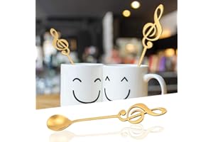 Stainless Steel Musical Note Dessert Spoon Coffee Stirring Spoons for Table Decor (Gold)