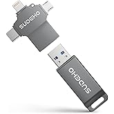 MFi Certified Photo Stick 512GB USB Flash Drive for iPhone, 4 in 1 External Memory Thumb Drive for Picture Video Backup, High Speed Memory Stick USB Drive for iPhone/iPad/Android/PC (Gun Black)