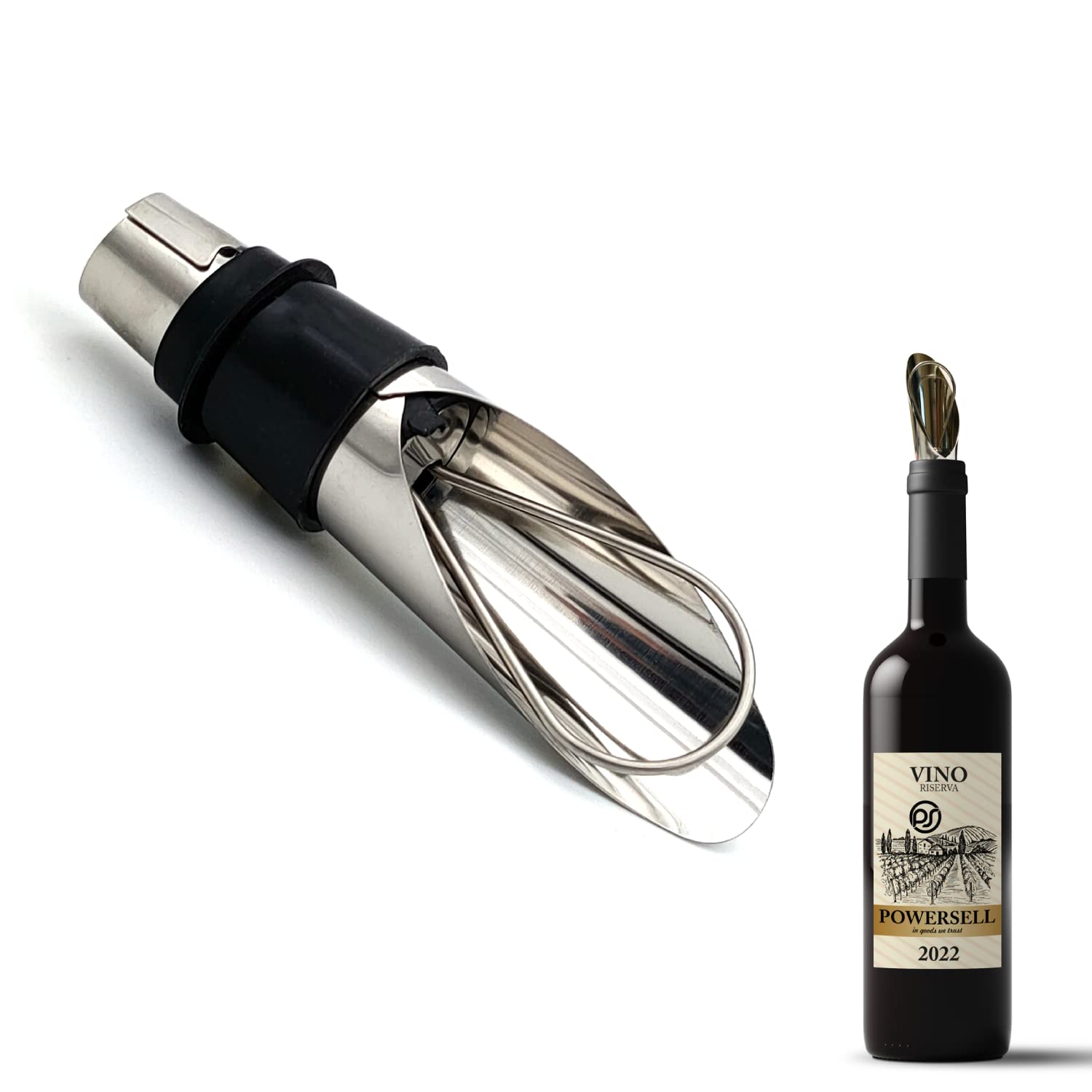 World Trade Wine & Oil Stainless Steel Stopper, 2 in 1, Aerating Sommelier Spout, Anti-Drip, Reusable