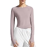 G4Free Active Long Sleeve Tops for Women Rash Guard Thumb Hole Sun Shirts UV Protection Running Stretch UPF 50+ Tshirts(Gray Lilac,L)
