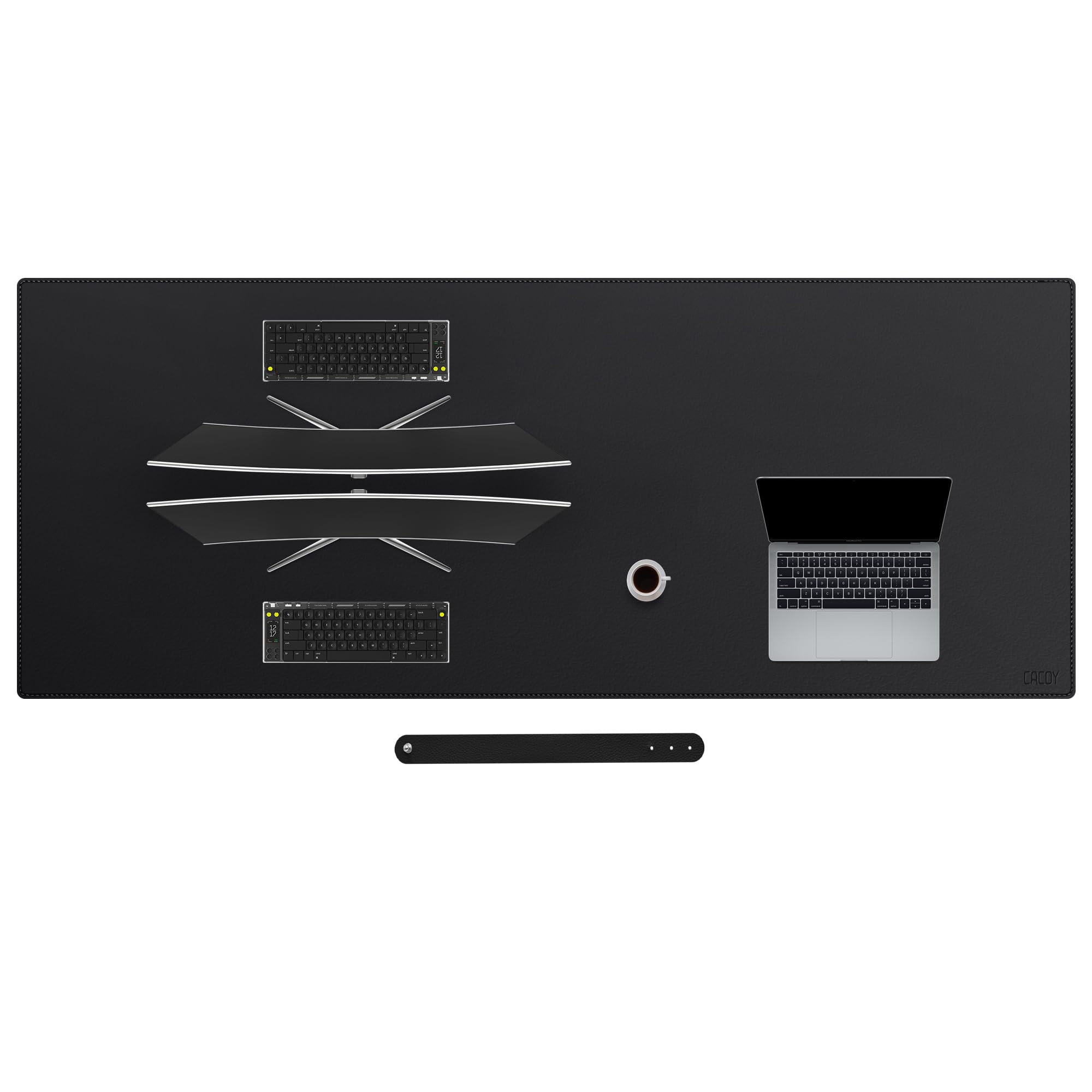 Cacoy 78.7"x31.5" XXL PU Leather Desk Mat, Waterproof Meeting Desk Pad Protector, Large Gaming Computer Mouse Pad, Extended Office Desk Decor, Desktop Cover Mat Conference Table Pads (Black) Image