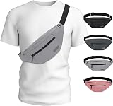 MAXTOP Large Bumbag Waist Fanny Pack with Headphone Jack 4 Pockets Grey