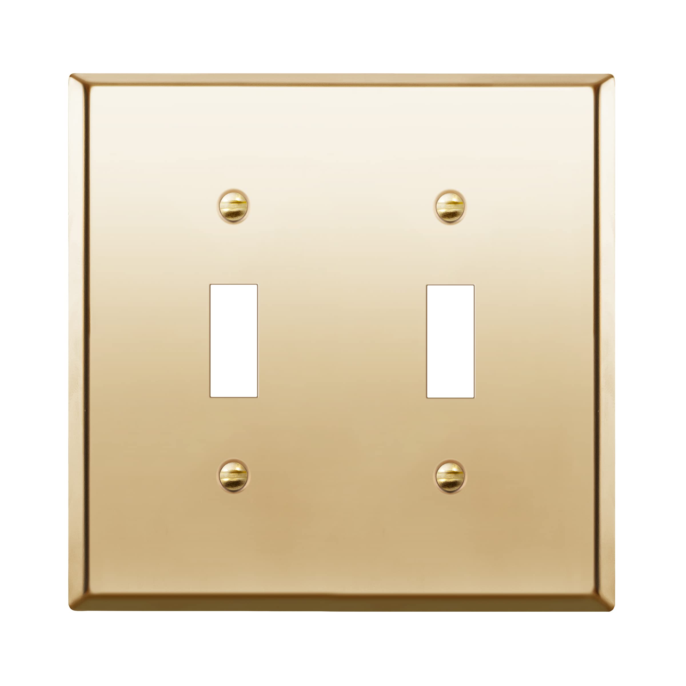 ENERLITES Toggle Light Switch Metal Wall Plate, Stainless Steel, Corrosion Resistant, Size 2-Gang 4.50" x 4.57", UL Listed, 7712-PB, 302 Polished Brass, Gold