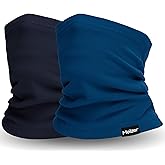 2 Pack Winter Neck Gaiter Warmer Soft Fleece Face Cover Windproof Cold Weather Face Scarf for Skiing Hiking Men and Women