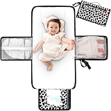 Lekebaby Nappy Changing Mat Portable Travel Mats with Wipe-Pocket Cow Stria