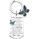 Daughter Valentines Day Gifts Butterfly Keychain Daughters Gifts from Mom Mother Birthday Gift for Daughters Dad Thanksgiving Christmas Valentines Mothers Day Gift for Her To My Daughter key Ring