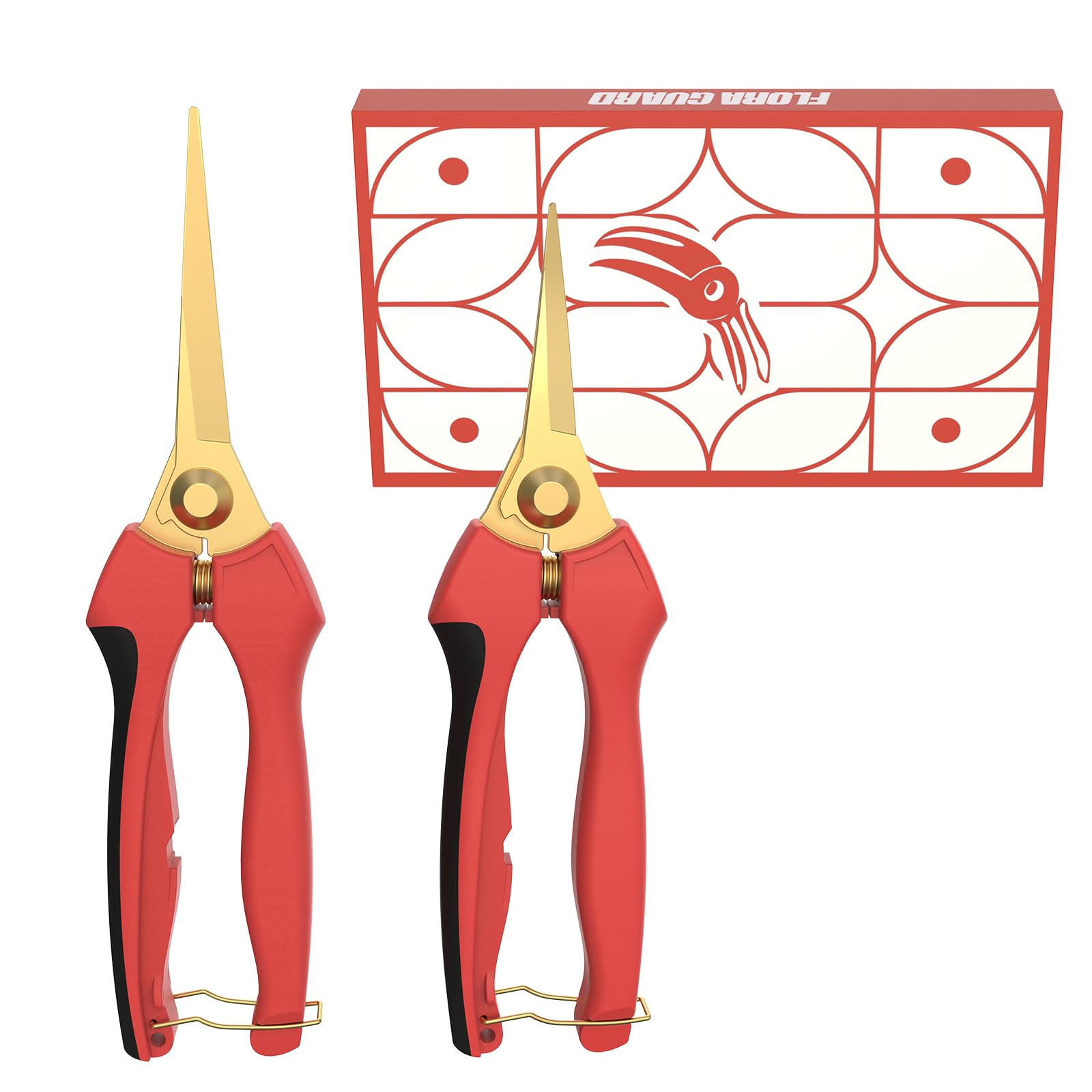 FLORA GUARD 2pcs Bonsai Pruning Shears - Sharp Stainless Steel Garden Scissors, Micro-Tip Pruning Snip with Straight & Curved Blade, Gardening Gift Box Packaging, for Arranging Flower, Trimming Plant