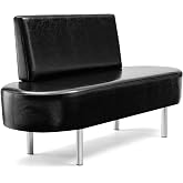 OmySalon Waiting Room Bench Seating,Salon Reception Bench Office Chair with Backrest, 59.1'' Heavy Duty Guest Lobby Chair for Beauty Barber Furniture, Black