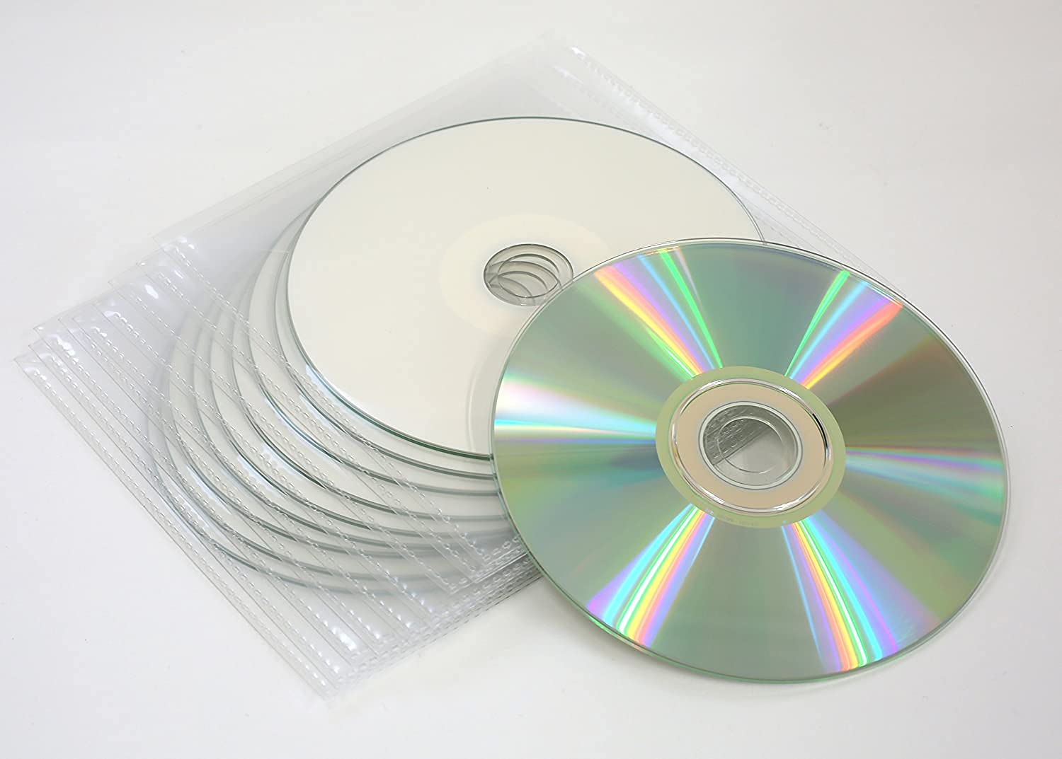 10 x Vision Media® Blank CD-R 52x Diamond Silver/White Printable in Plastic Sleeves