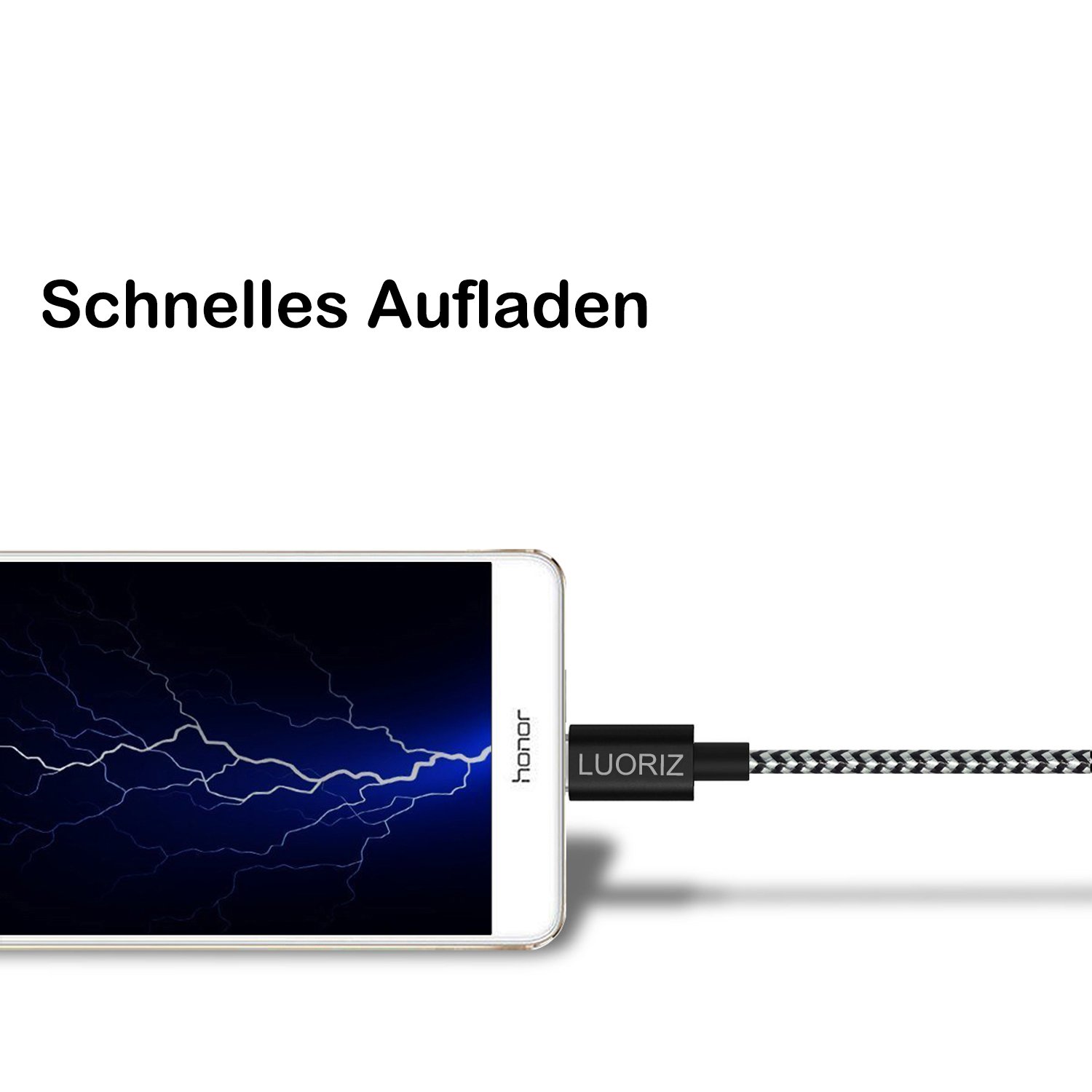 LUORIZ USB Typ C Kabel, 3 Pack 2M/6.6ft Lang Nylon Geflochten USB Typ C Ladekabel Datenkabel für Samsung Galaxy Note 8 S8 +, LG G5 G6, Nexus 5X 6P, Huawei P9 P10, HTC 10 U11, Sony Xperia XZ, OnePlus 2 3T, Lumia 950 XL, Google Pixel, New Mac