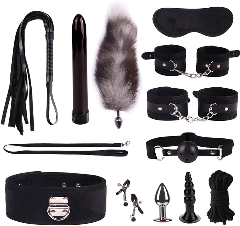 YLB Shaker 12-Piece Set Shackles Shackles Shackles Femdom SM Sxx Men and Women Daily Training Adult Seex Toys Auxiliary Sxx Toys Sunglasses hat (Color : Black)