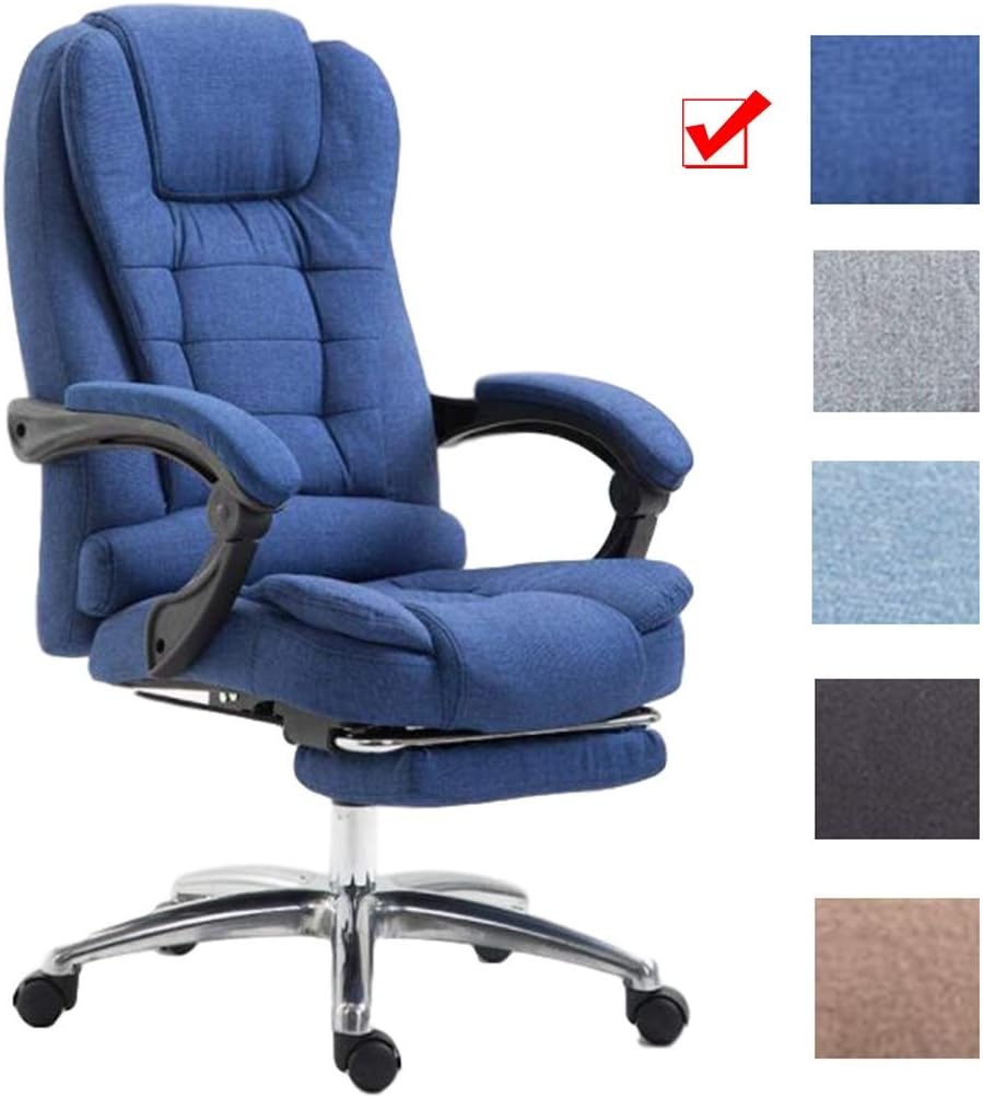 Desk Chairs Office Furniture Computer Chair Gaming Chair With Footrest Home Comfortable Long-seat Office Chair Office Lift Swivel Chair (Color : Blue(Aluminum feet))