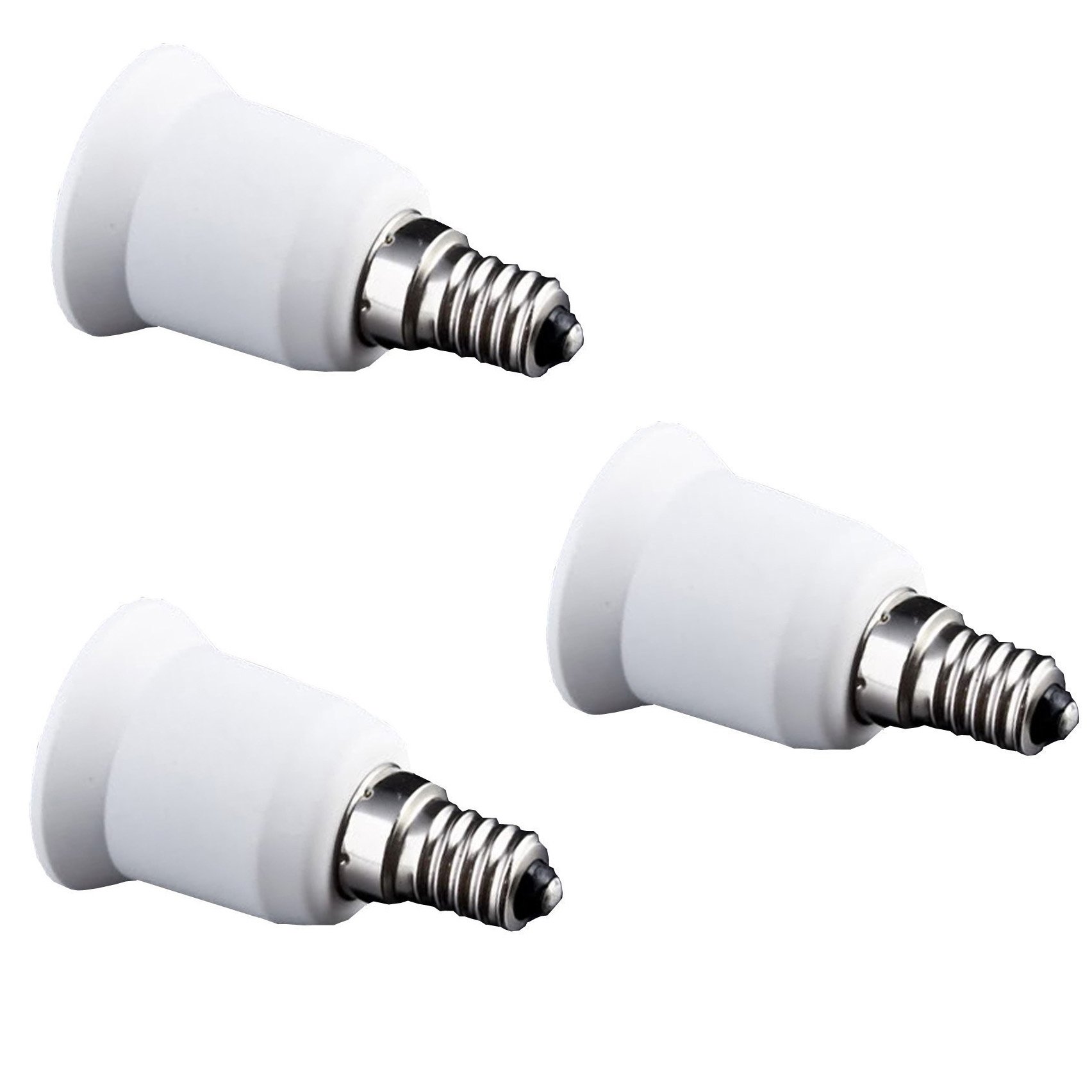 TWDRTDD E14 to E27 Light Adapter Socket Base Converter for Light Lamp Bulb Holder Fitting (Pack of 3)
