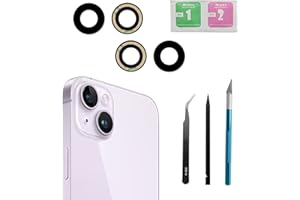 DOGXIONG 2pcs/Set Rear Back Camera Glass Lens Replacement for iPhone 14 for iPhone 14 Plus Glass Camera Lens Covers Replacement with Adhesive Preinstalled + Replacement Repair Tool kit Set