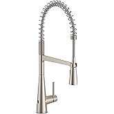 Moen Sleek Spot Resist Stainless One-Handle Touchless High Arc Pulldown Kitchen Faucet, Modern Spring Kitchen Sink Faucet with Pulldown Sprayer Head and Wave Motion Sensor, 5925EWSRS
