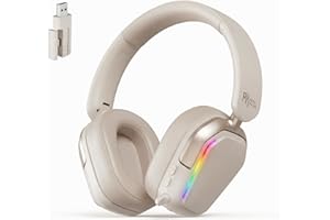 RK Royal Kludge HG101 Wireless Gaming Headset, 7.1 Surround Sound, Stereo Wired Headphones with Retractable Mic, Bluetooth5.3, RGB, Memory Foam Ear Pads, Works with PC, PS4, PS5, Switch, Platinum Grey