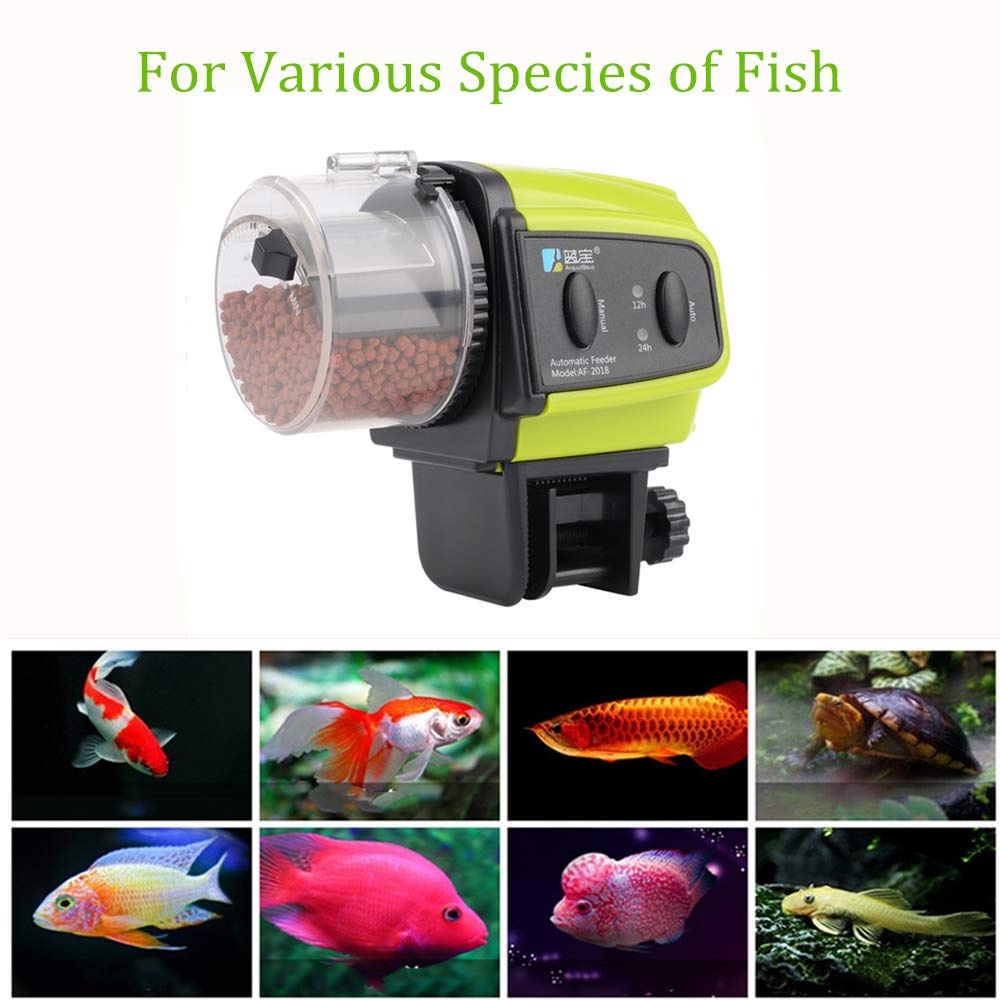 Eesteros AF-2018 Automatic Fish Feeder, Turtle Feeder Digital Fish Food Timer Programmable Food Dispenser for Weekend, Holiday