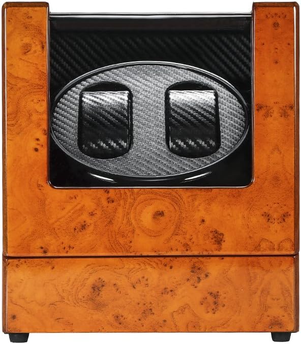 MITIME Automatic Dual Watch Winder Wood Rotating Watches Display Storage Case Box (Piano Paint + Tempered Glass) automatic rotating watch case