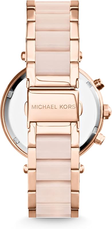 Orologio Parker per donna, Movimento cronografo al quarzo con cinturino in acciaio inossidabile o PVC, Tono oro rosa e rosa chiaro