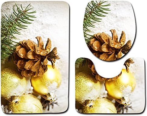 Gold Kissing Bells Place Card pattern, Toilet Seat Cover and Rug Set