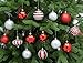 Festive 60 Piece Ball Christmas Ornament Set, Red & Silver