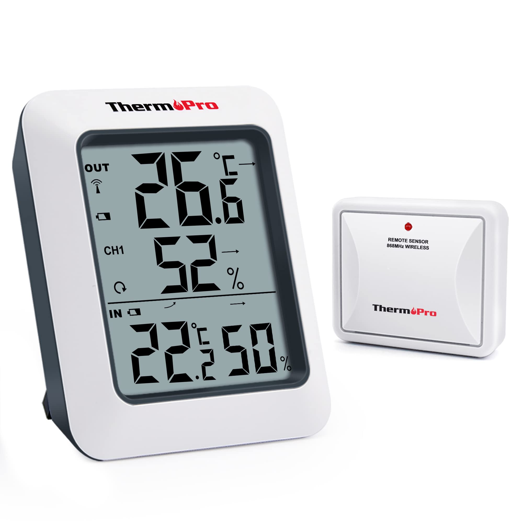 ThermoPro TP60S Wireless Room Thermometer Indoor Outdoor Digital Room Hygrometer Humidity Meter and Temperature Gauge Thermometer Room Temperature with 60 Meter or 200 Feet Remote Range