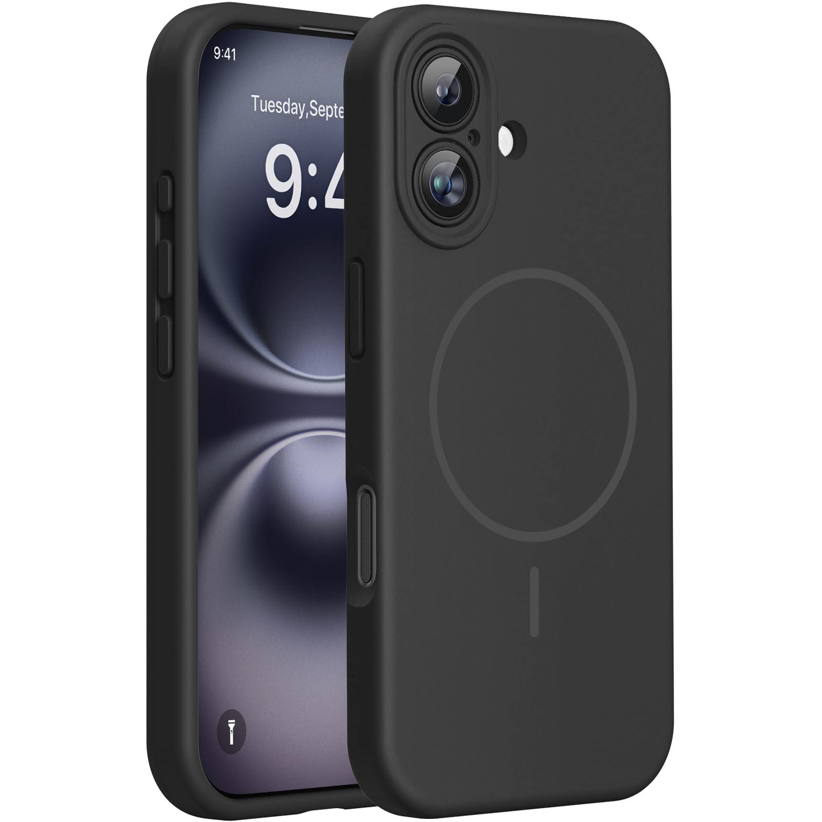 Photo 1 of Miracase Compatible with iPhone 16 Case, [Soft Anti-Scratch Microfiber Lining], Compatible with MagSafe, Liquid Silicone Case Shockproof Drop Protection Phone Case for 16,Black