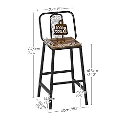 YATINEY Set of 2 Bar Stools, 24.2 Inch Barstools
