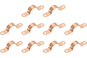PATIKIL 1/2" Copper Pipe Strap Fittings, 10 Pcs Two Holes LF Pressure Copper Pipe Clamp Mount U Bracket Plumbing Fixing Fixtu