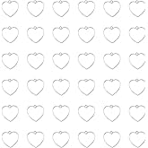 Ruwado 50 pcs Hollow Heart 2.5 x 2.5 cm Open Bezel Frame Pendants Vintage Small Cute Dangle Supplies for Women DIY Jewelry Making Resin Pressed Flower Necklace Bracelet Accessories (Silver)