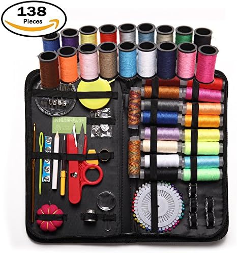 Sewing Kit 138 Pieces for Premium Sewing Supplies, Sewing Needles, Assorted Color Threads, Scissor, Measure Tape Ect, Suit for Travel,Home Sewing Accessories, Emergency