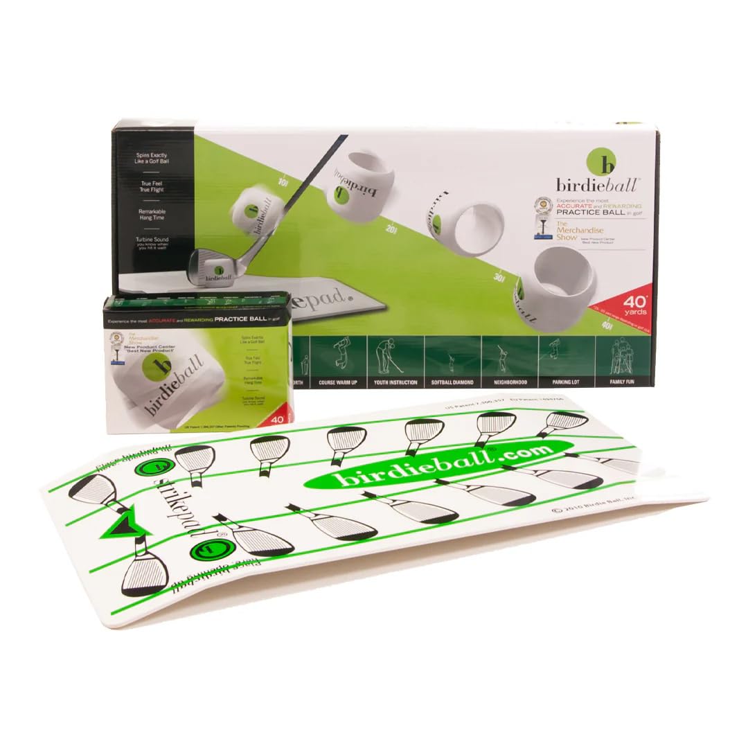 Juego de tapete de golf BirdieBall con 12 pelotas de golf de práctica, tapete para golpear golf