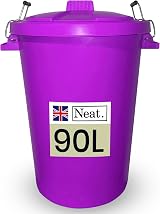 Neat. 90L Large Purple Plastic Bin with Lid, Heavy Duty Indoor Outdoor