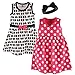 Hudson Baby Baby Girls' 3 Piece Dress and Headband Set, Bows, 0-3 Months