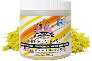 Smoke n Sanity Chicken Base - Certified Low FODMAP Seasoning - Gluten Free - Dairy Free Low FODMAP Chicken Broth (10.0 oz)