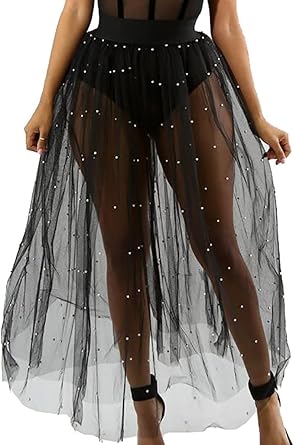 sheer mesh maxi skirt