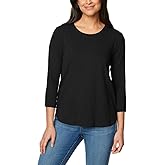 KIRKLAND Signature Women's 3/4 Sleeve Boatneck Cotton Slub Tee Shirt