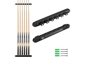 MOYANSUPER Moyan Super Pool Cue and Billiard Wall Rack - Wall Mounted Cue Holder (Black / 6 Cues)