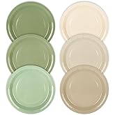 Whaline 60Pcs Sage Green Paper Plates 9 Inch Gradient Green Beige Color Round Plates White Brown Disposable Plates for Wedding Birthday Baby Shower Fall Party Tableware Supplies