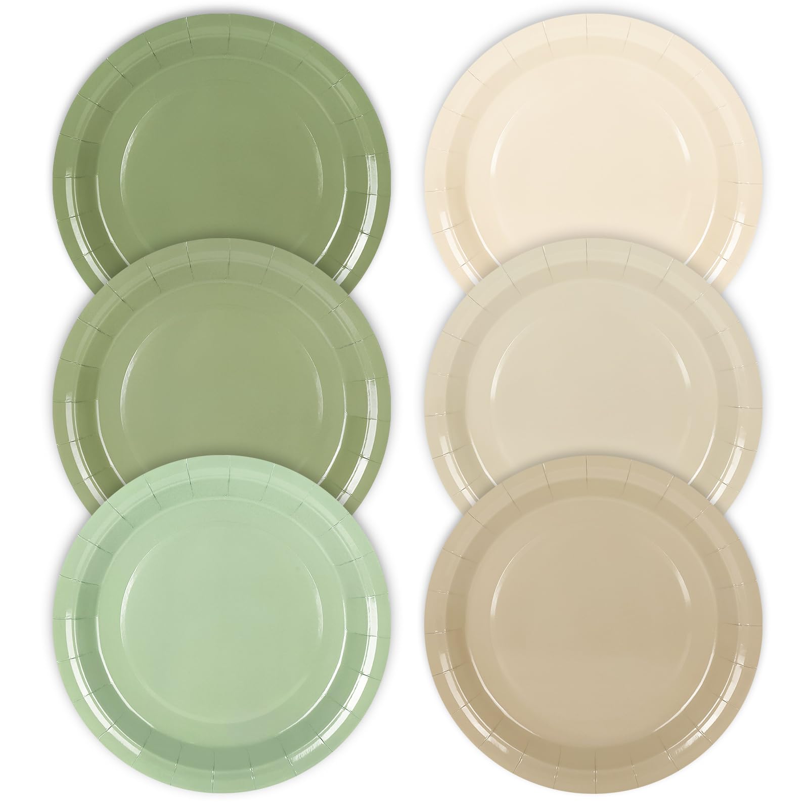Photo 1 of Whaline 60Pcs Sage Green Paper Plates 9 Inch Gradient Green Beige Color Round Plates White Brown Disposable Plates for Wedding Birthday Baby Shower Fall Party Tableware Supplies