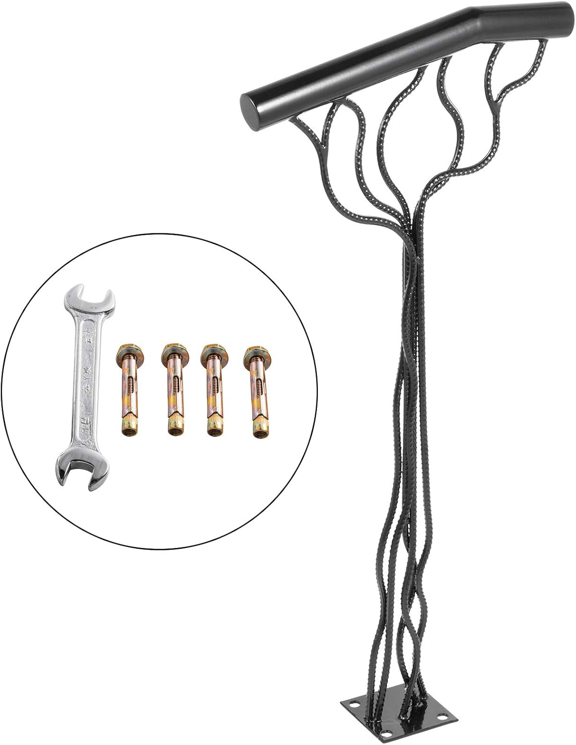 Material Iron Stairs For Handrail Metal Branch Type Handrail Post Single 2 Step For Handrail Step Happybuy Stair Handrails Iron Wrought Inch 38h X 18l Kit Installation With Rail Hand Railings Railings Pickets New