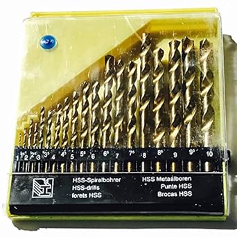 Generic of 19PCS/SET 1-10mm hss twist drill bits TIN coating HSS 4241 Metal Drilling Twist Drill Bit Straight Shank