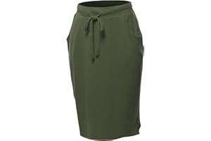 A2Y Women's Elastic Waist Self Tie Tulip Hem Side Pocket Skirt