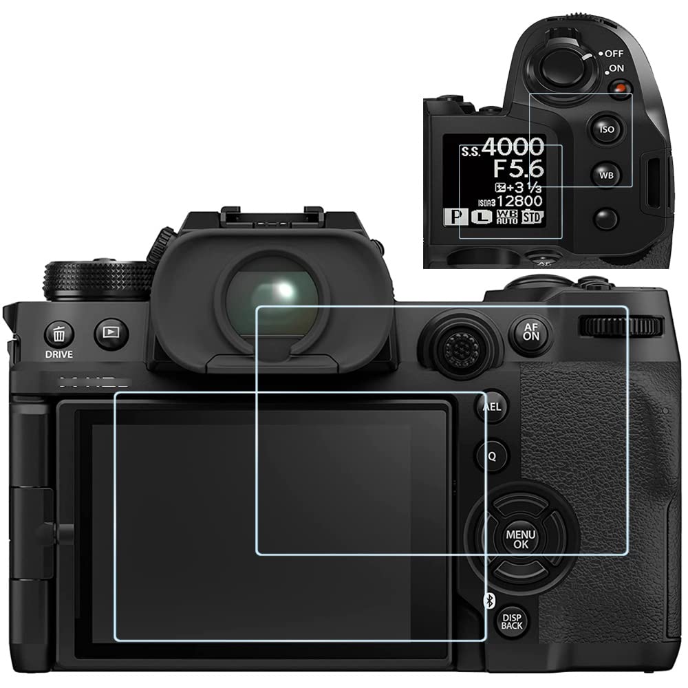 X-H2s Top+LCD Ultra-Clear Anti-Scratch Screen Protector for Fuji X-H2s x-h2s Digital Camera, Fire Rock Ultra-Clear 9H Hardness Tempered Glass Cover for X-H2s-4Packs